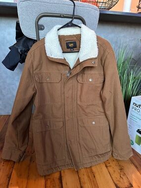 Men’s Lee Brown Field Jacket with White Sherpa Collar